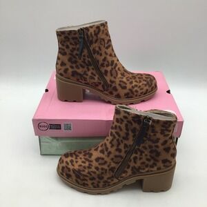 Jellypop Kids Taylar Leopard Print Suede Ankle Boots Brown Size 3M‎ NEW